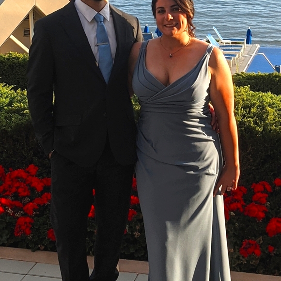 Bill Levkoff Stretch Crepe Bridesmaid Dress - Picture 2 of 5